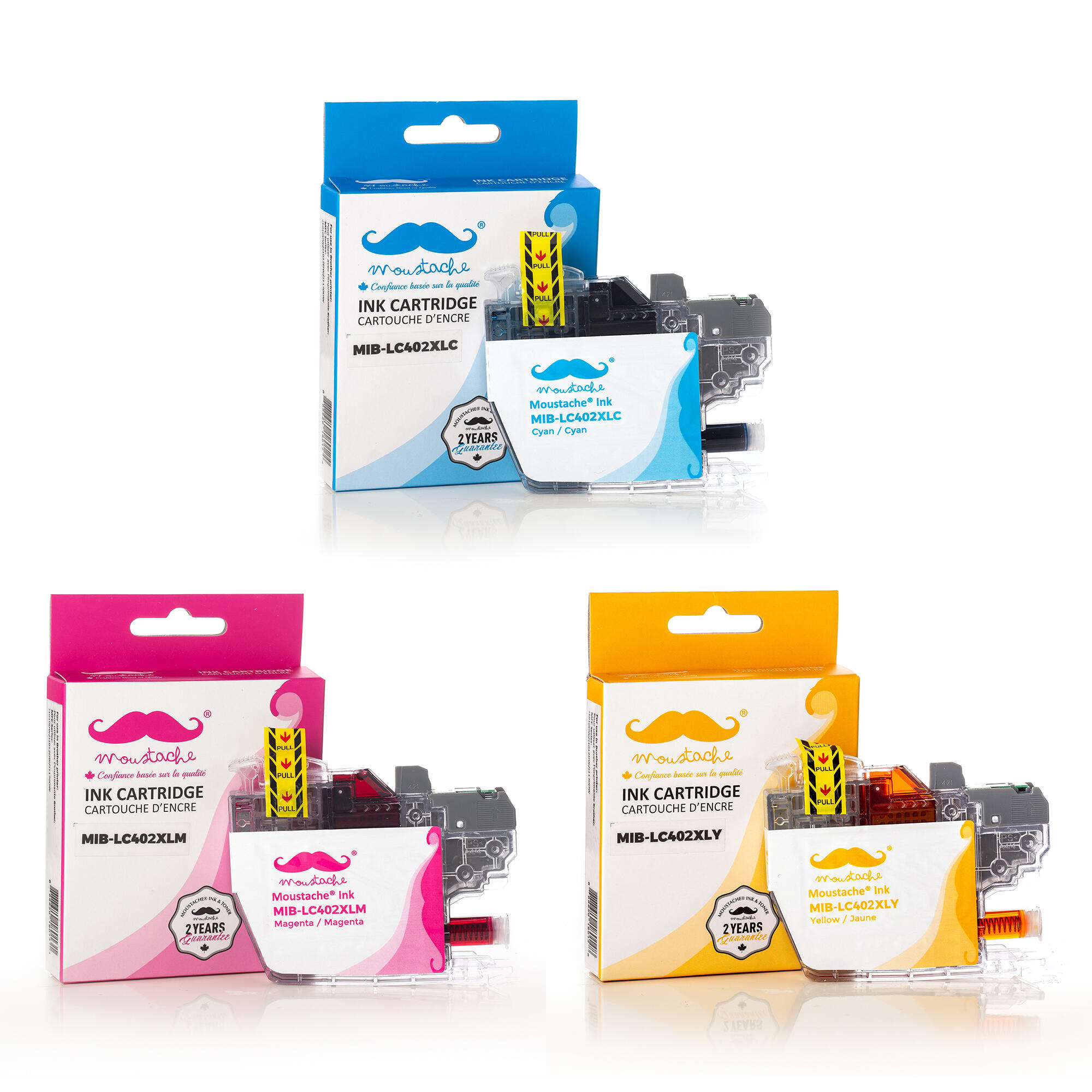 Brother LC402XL Compatible Ink Cartridge Color Combo Extra High Yield C/M/Y- Moustache®