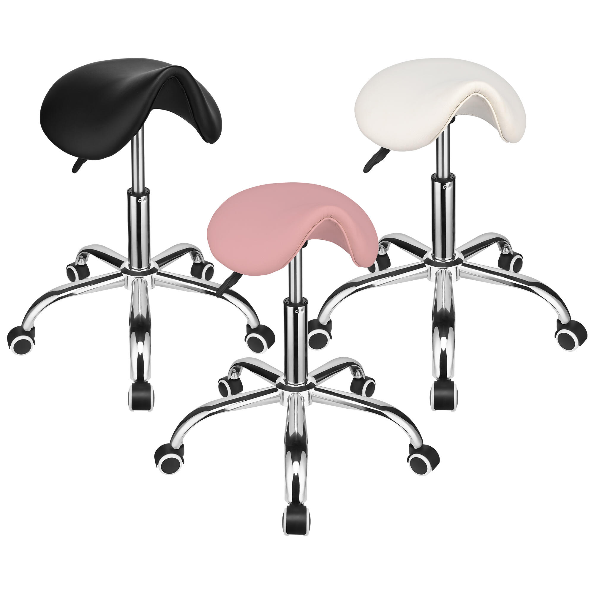 PU Leather Height Adjustable Ergonomic Rolling Saddle Stool with Wheels - Moustache®
