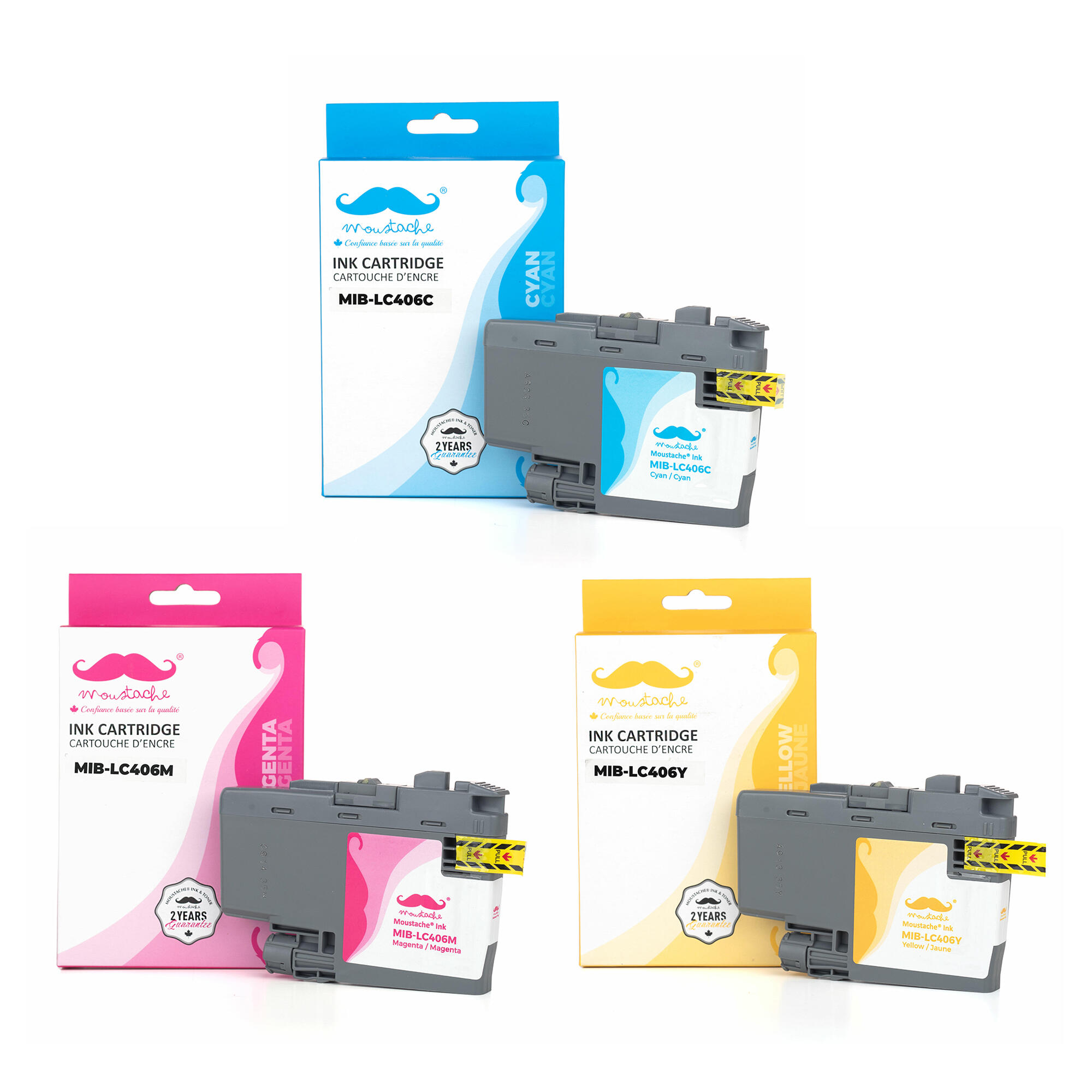 Brother LC406 Compatible Ink Cartridge Color Combo C/M/Y- Moustache®