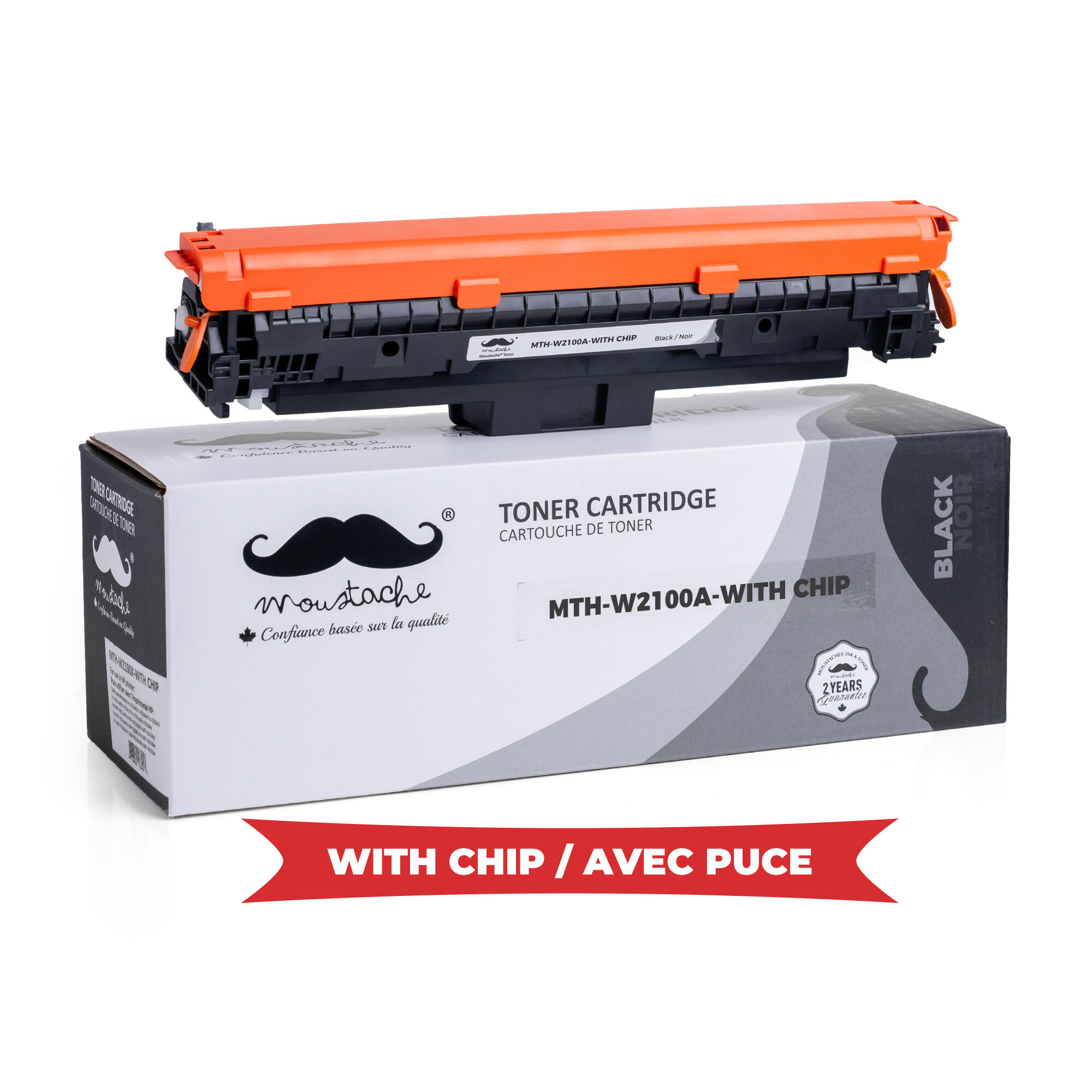 Premium Remanufactured HP 210A W2100A Black Toner Cartridge - With Chip - Moustache®