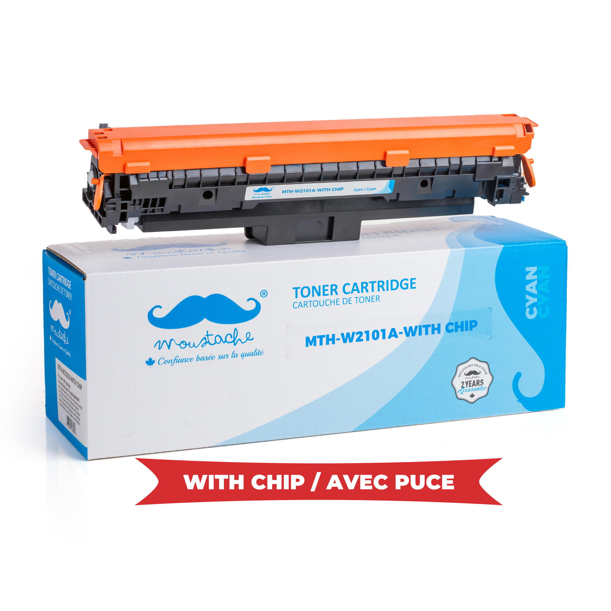 Premium Remanufactured HP 210A W2101A Cyan Toner Cartridge - With Chip - Moustache®