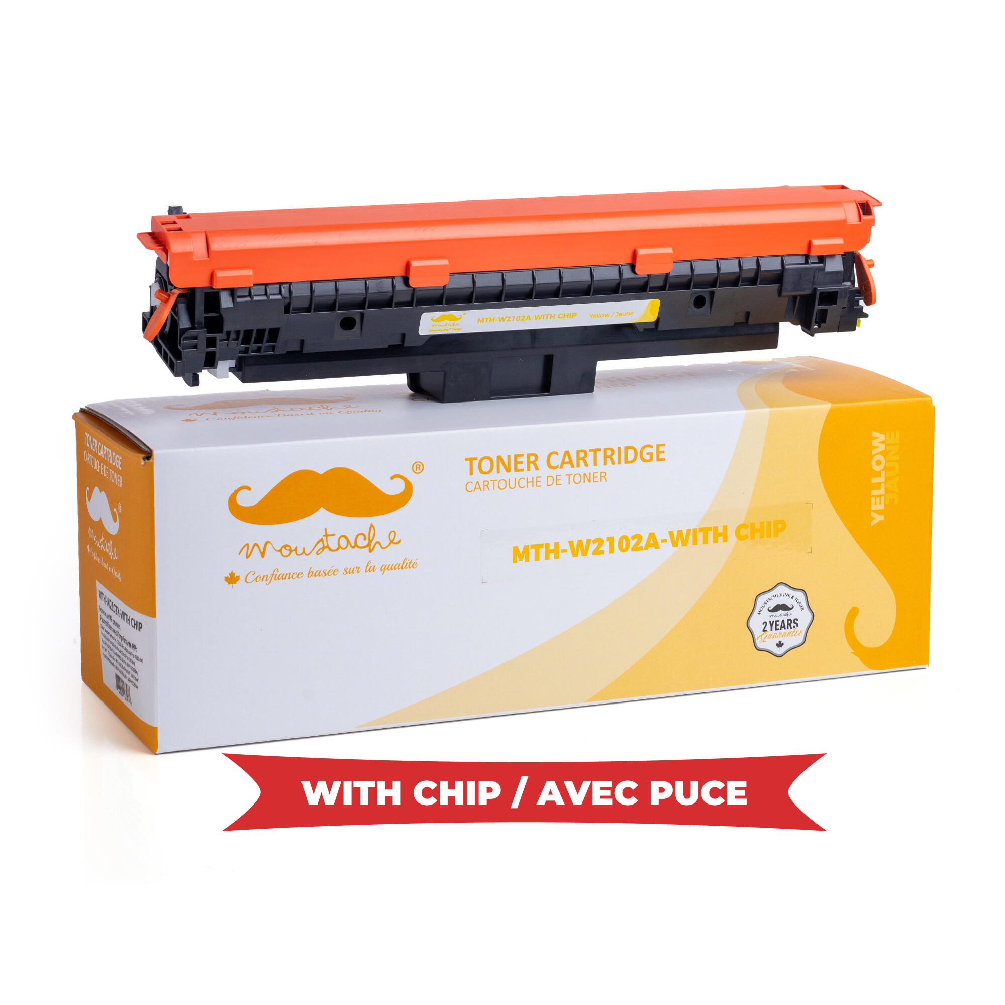 Premium Remanufactured HP 210A W2102A Yellow Toner Cartridge - With Chip - Moustache®