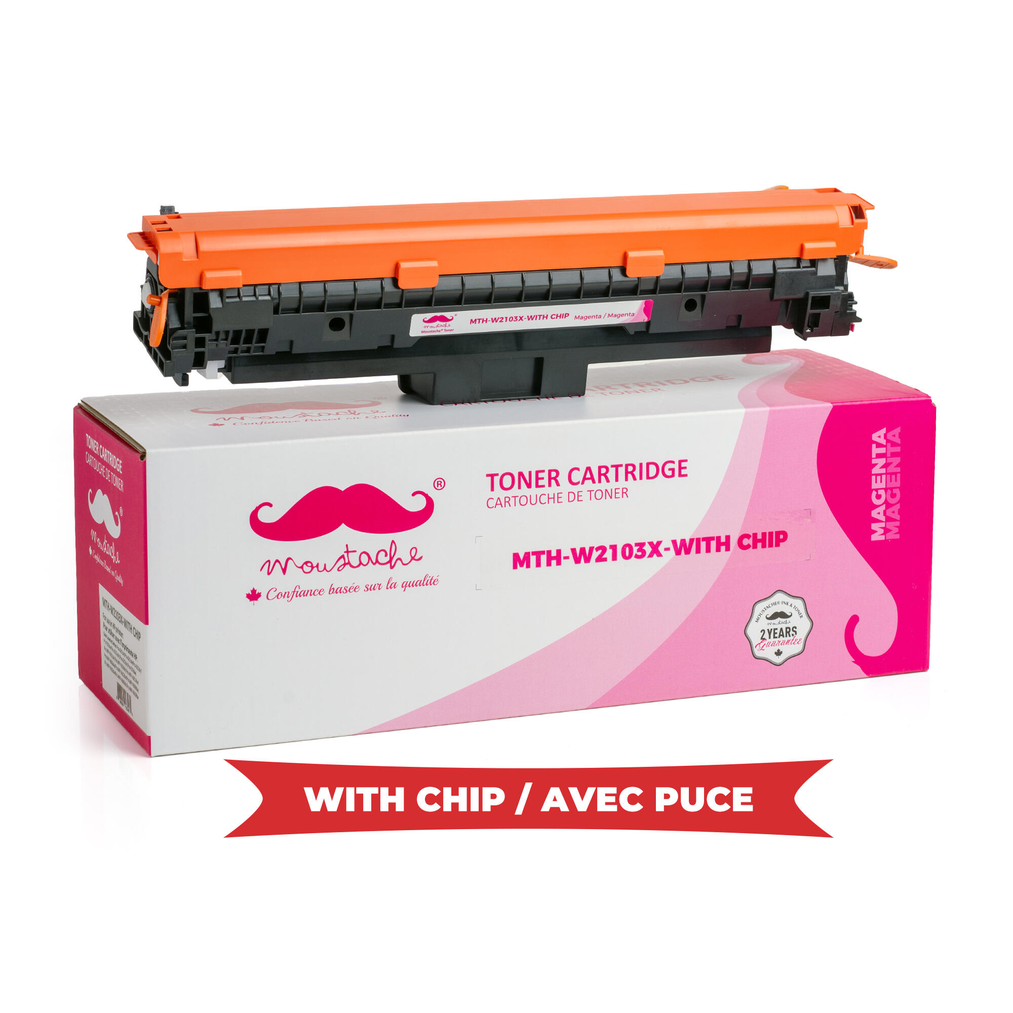 Premium Remanufactured HP 210X W2103X Magenta Toner Cartridge High Yield - With Chip - Moustache®