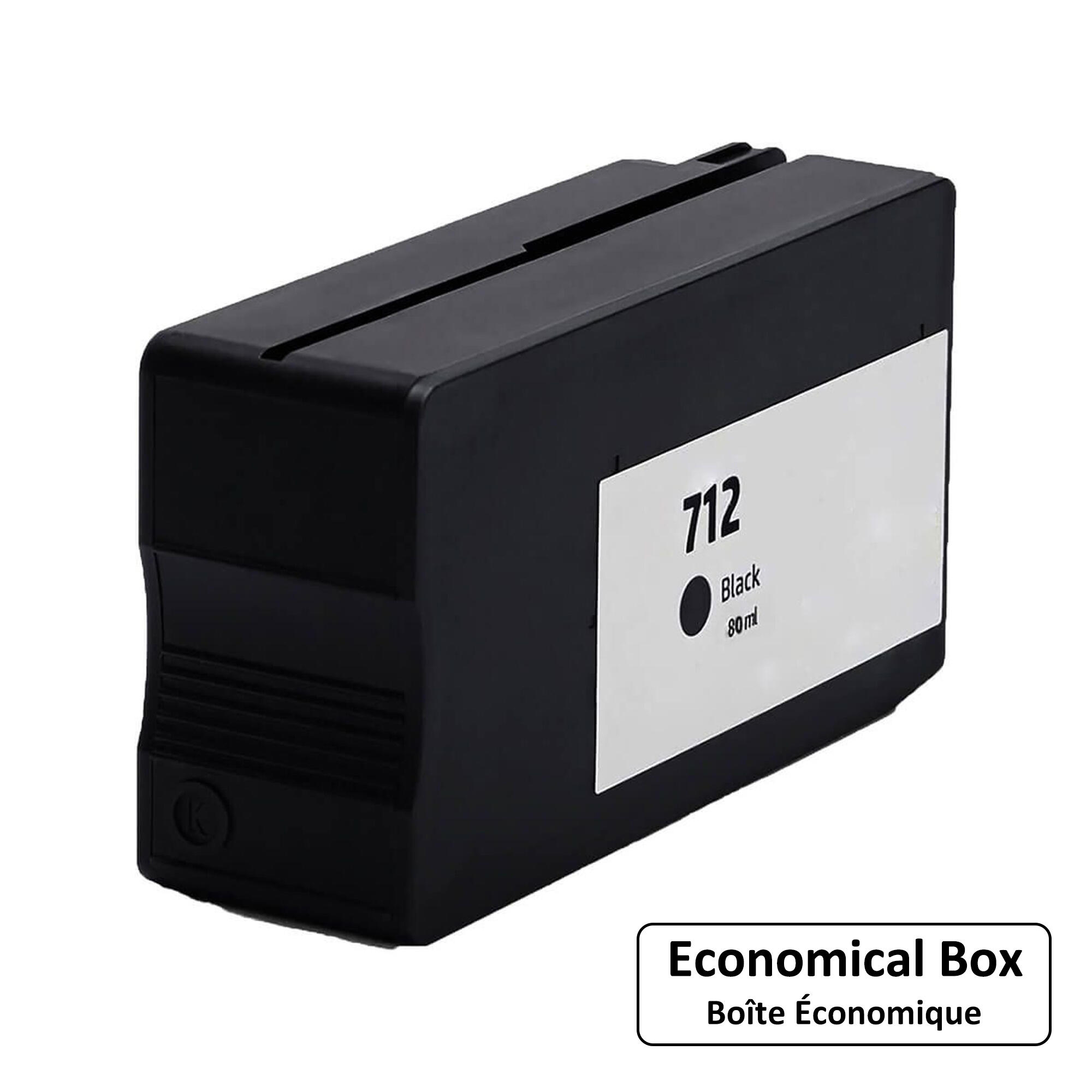 Remanufactured HP 712 3ED71A Black Ink Cartridge High Yield 80ml - Economical Box