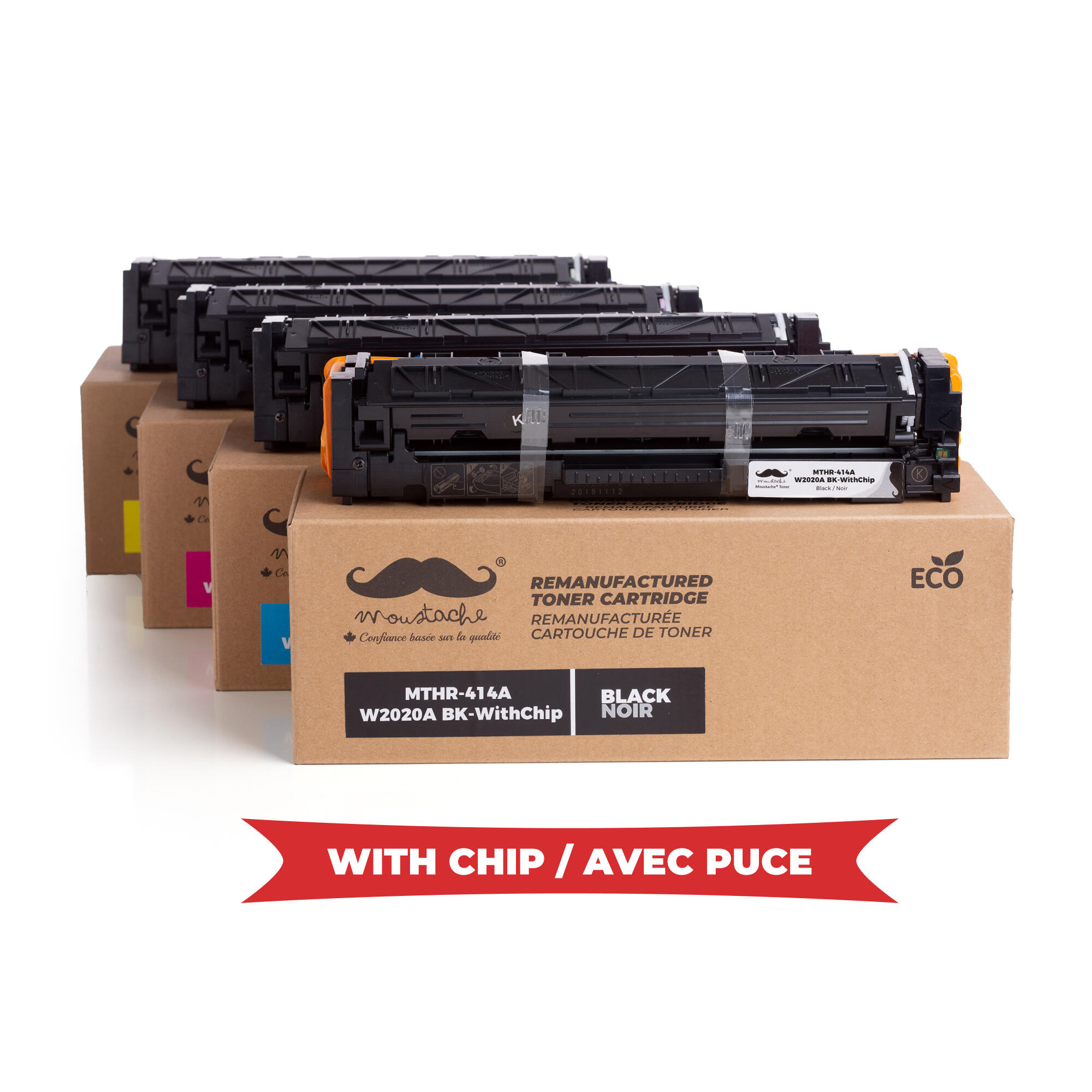 Remanufactured HP 414A Toner Cartridge Combo - With Chip - Moustache®