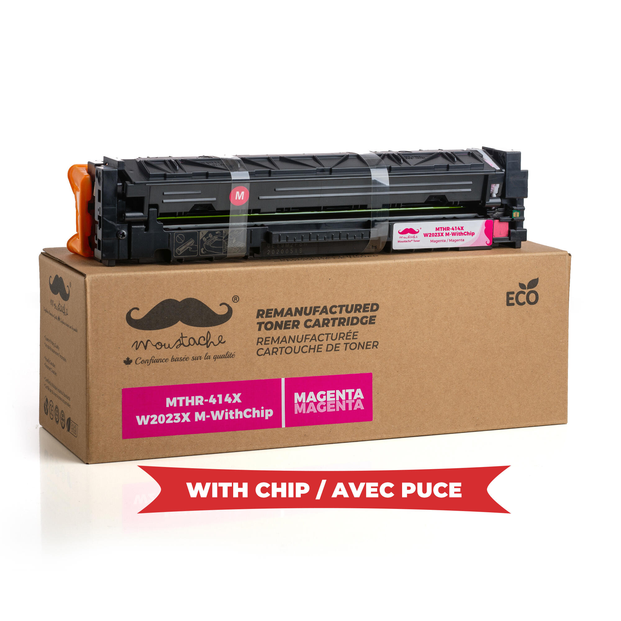 Remanufactured HP 414X W2023X Magenta Toner Cartridge High Yield - With Chip - Moustache®