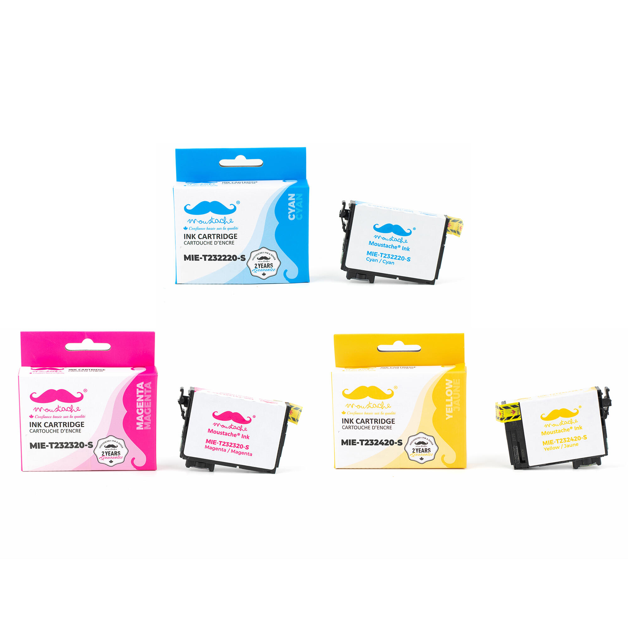 Epson 232 T232 Compatible Color Ink Cartridge Combo C/M/Y - Moustache®