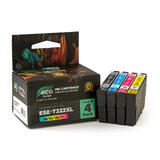 Eco-Saver Epson T222XL T222 Compatible Black and Color Ink Cartridge Combo BK/C/M/Y - 4PK