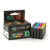Epson T232XL T232 Compatible Black and Color Ink Cartridge Combo BK/C/M/Y - 4PK - Eco-Saver