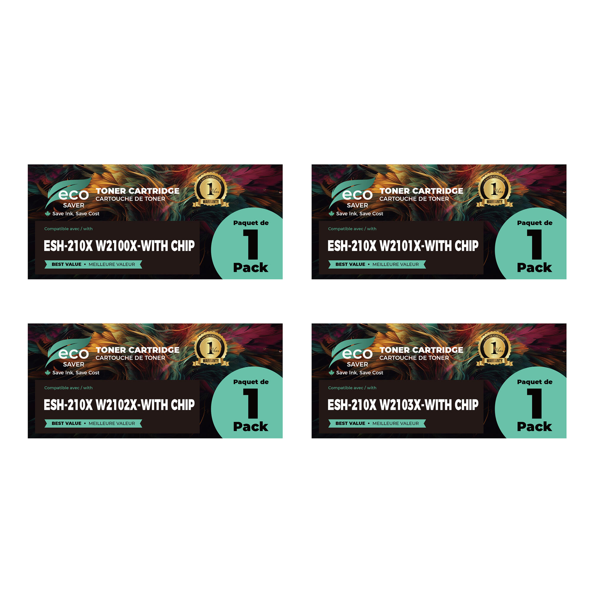 Compatible HP 210X Toner Cartridge Combo High Yield BK/C/M/Y - With Chip - Eco-Saver