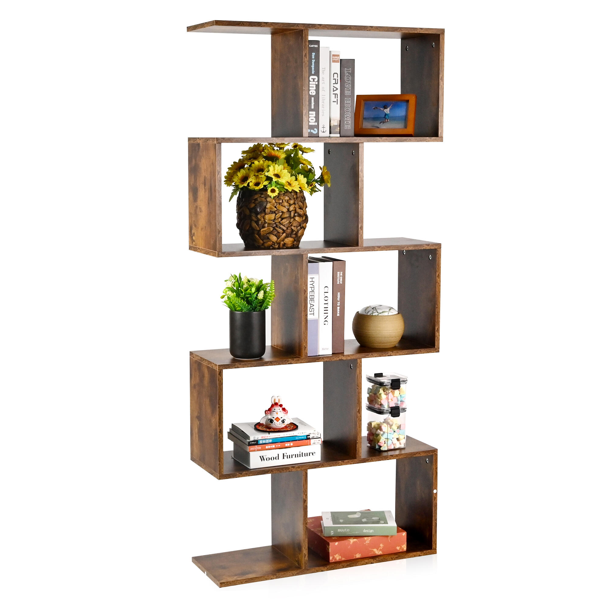 5-Tier S/Z Shaped Bookshelf - Waterproof, Scratch-Resistant, Minimalistic Design - Moustache®