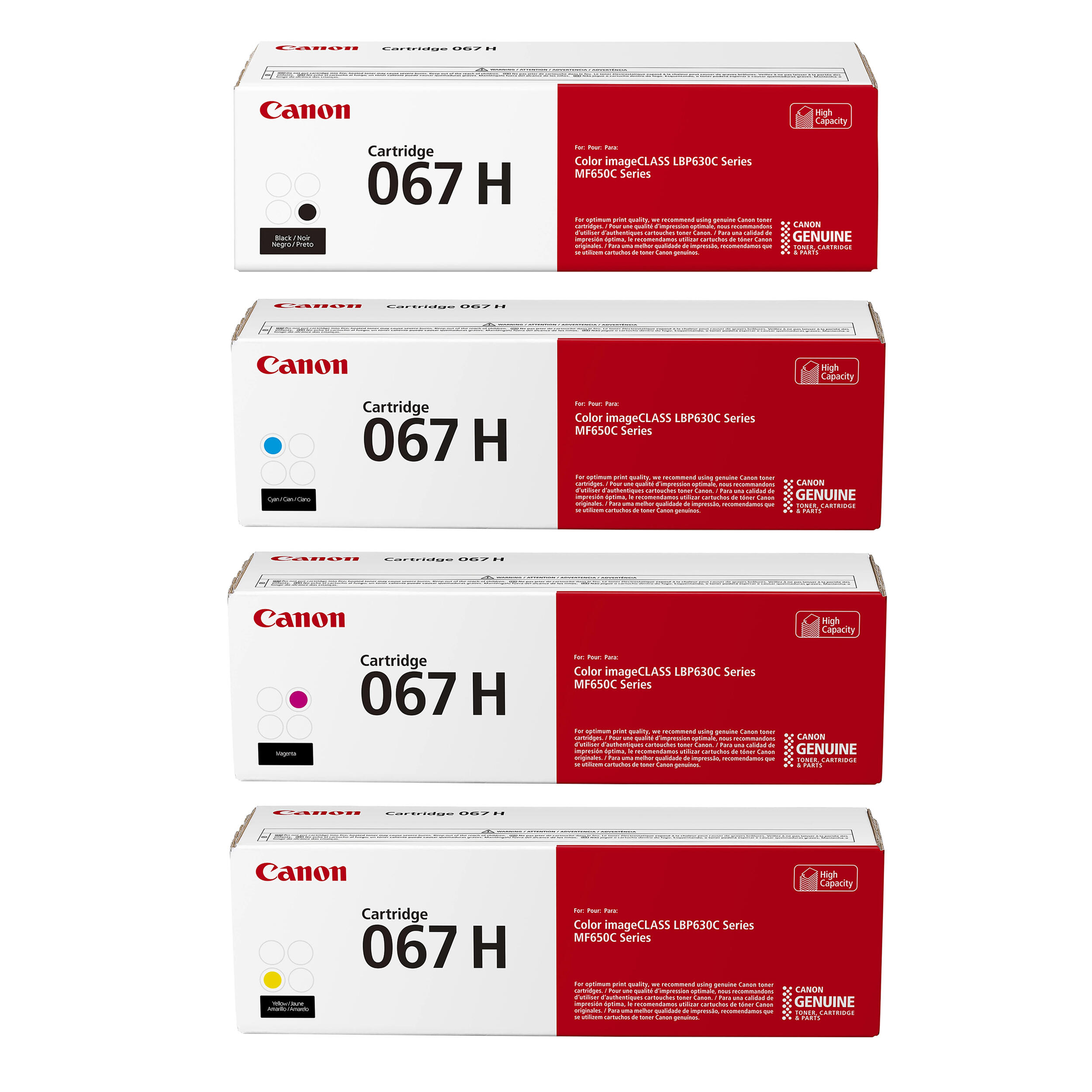 Canon 067H Original Toner Cartridge Combo High Yield BK/C/M/Y