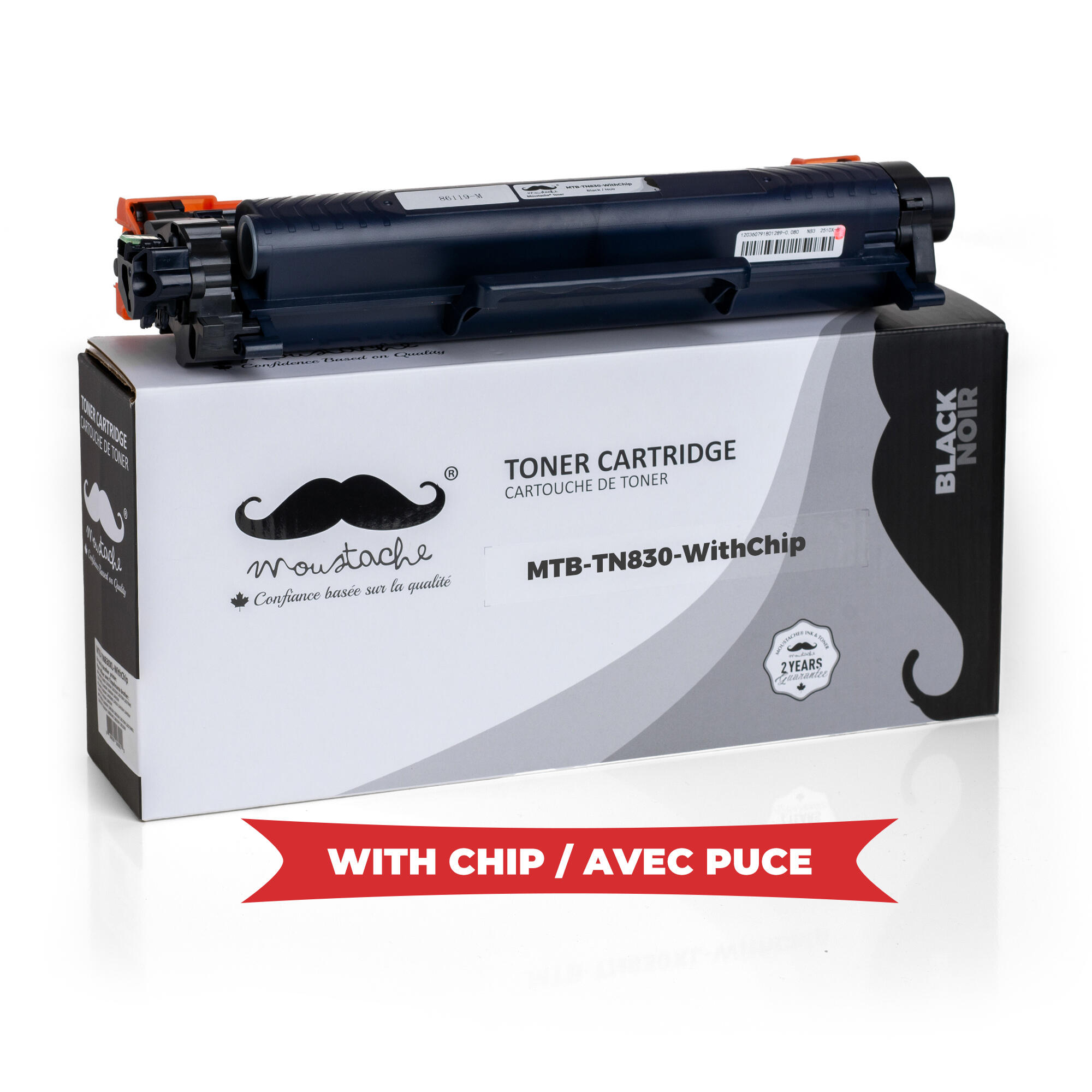 Brother TN830 Compatible Black Toner Cartridge - With Chip - Moustache®