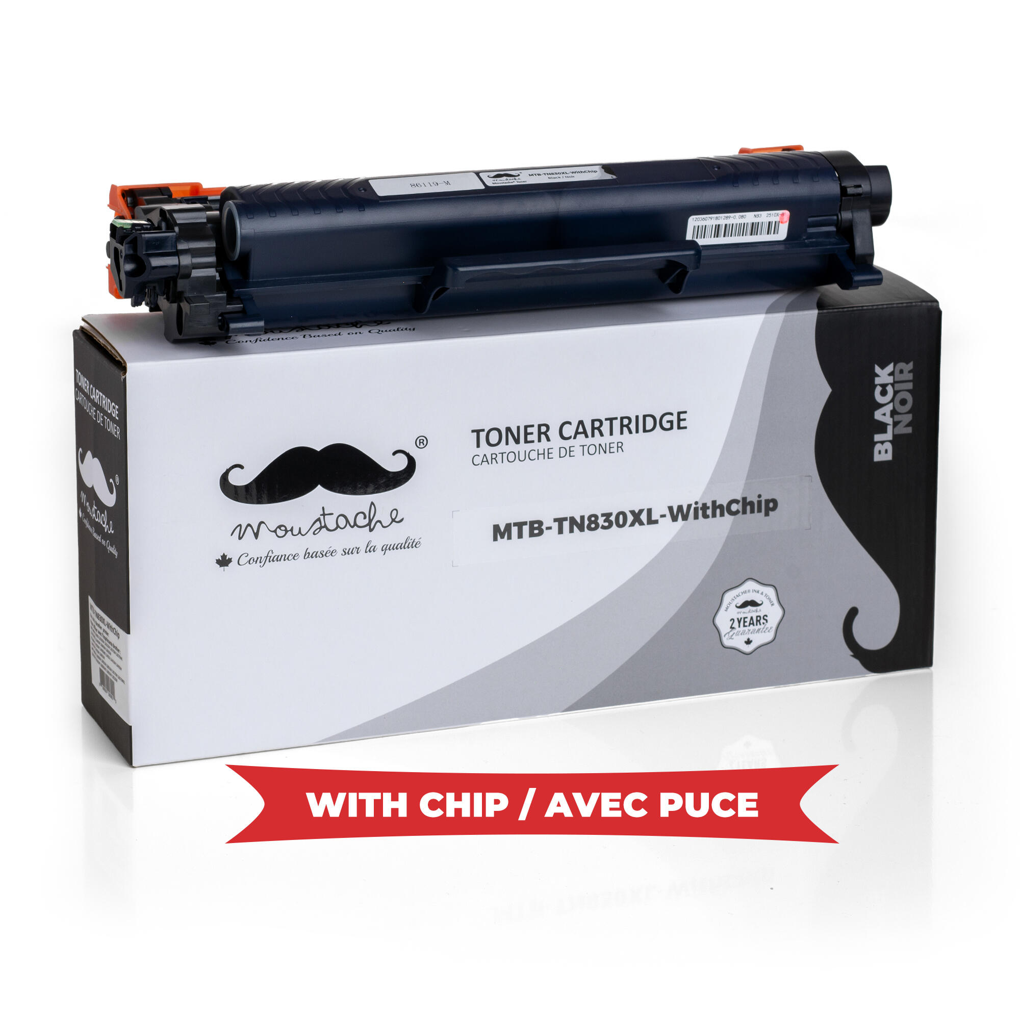 Brother TN830XL Compatible Black Toner Cartridge High Yield - With Chip - Moustache®