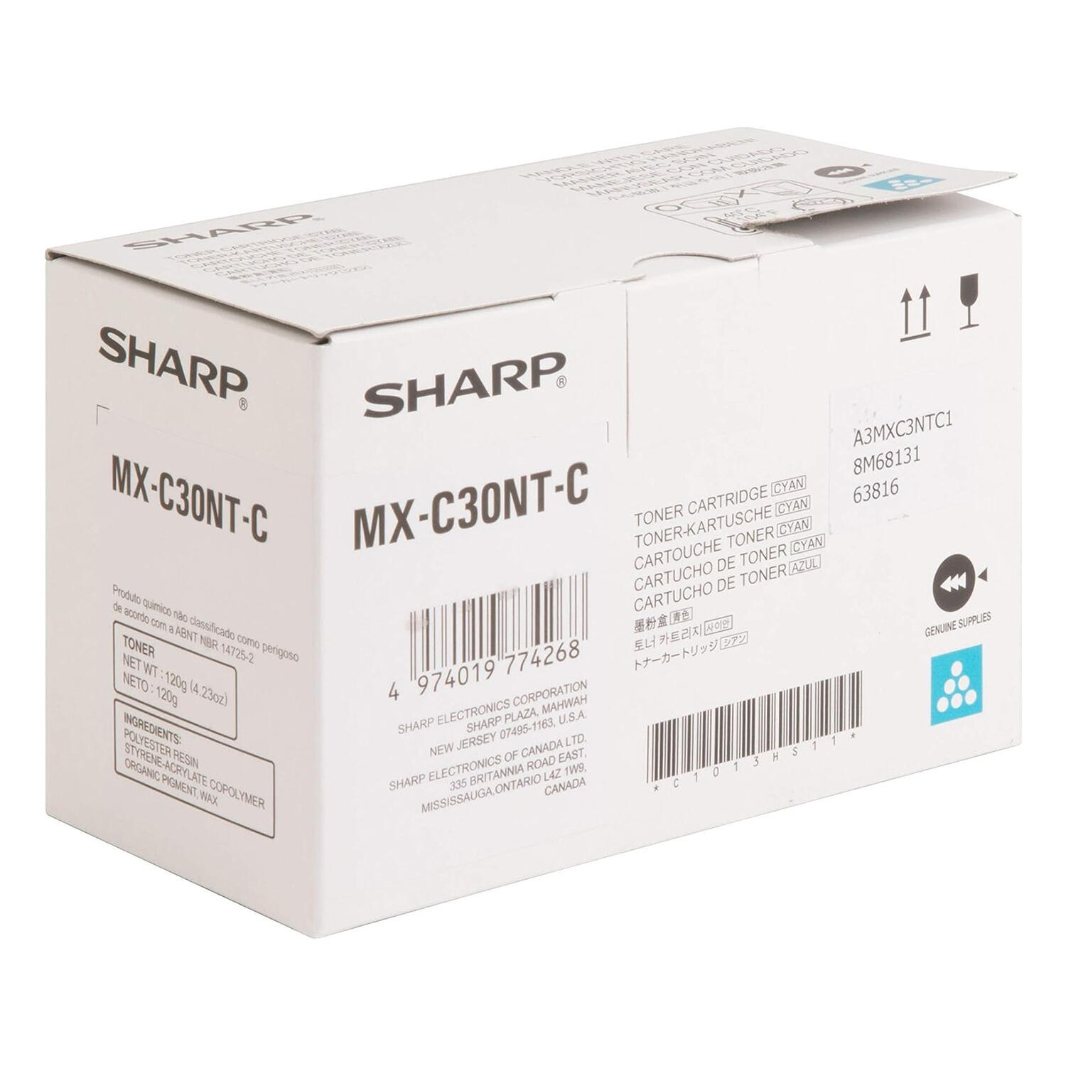 Sharp MX-C30NTC Original Cyan Toner Cartridge