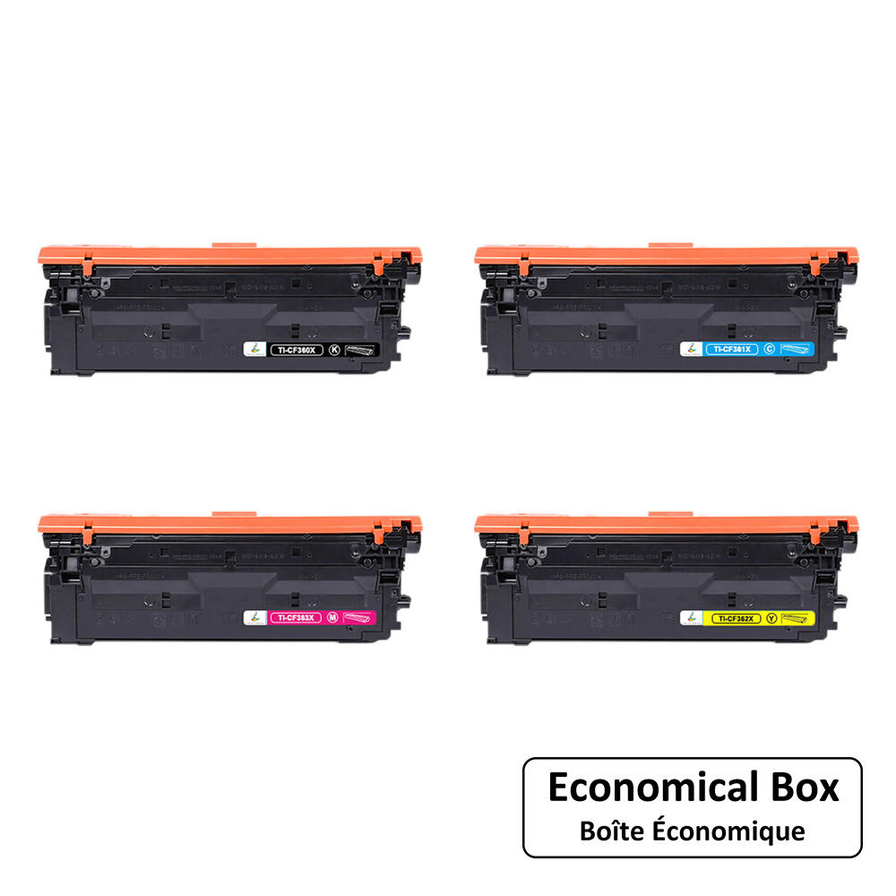 Compatible HP 508X CF360X CF361X CF363X CF362X Toner Cartridge Combo High Yield - Economical Box