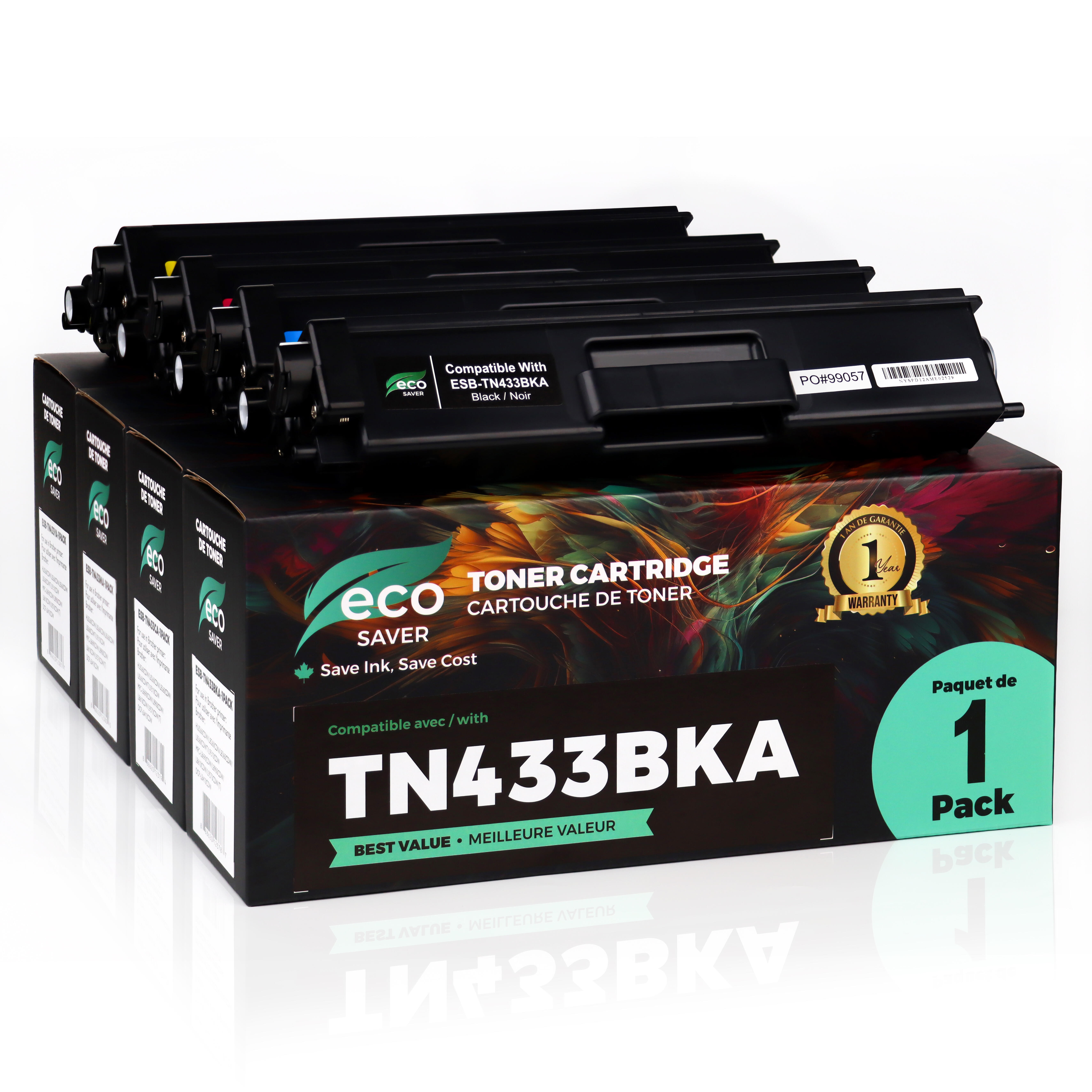 Brother TN433 Compatible Toner Cartridge Combo BK/C/M/Y  High Yield - Eco-Saver