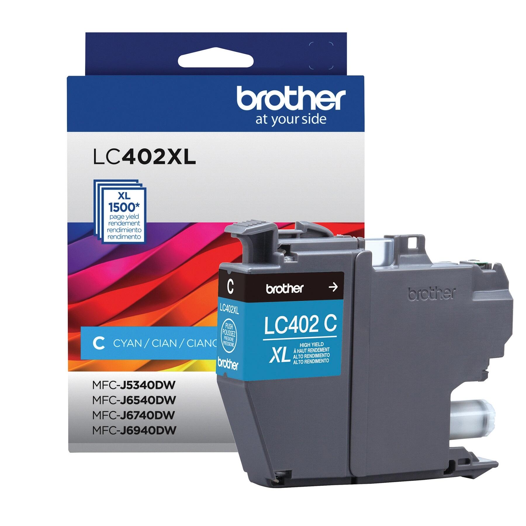 Brother LC402XLC Original Cyan Ink Cartridge, High Yield