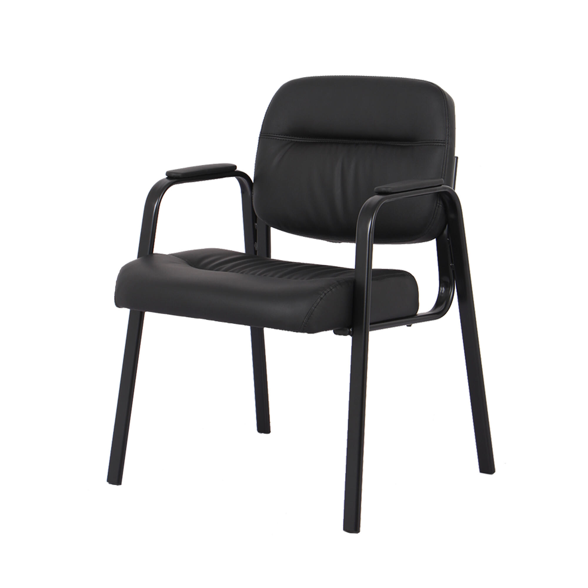 Black Office Waiting Room Chair – PU Leather Guest Reception Chair with Metal Legs , Moustache®
