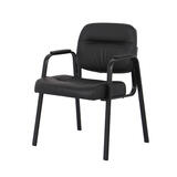 PU Leather Guest Reception Desk Chair without Wheels for Office Waiting Room, Black - Moustache®