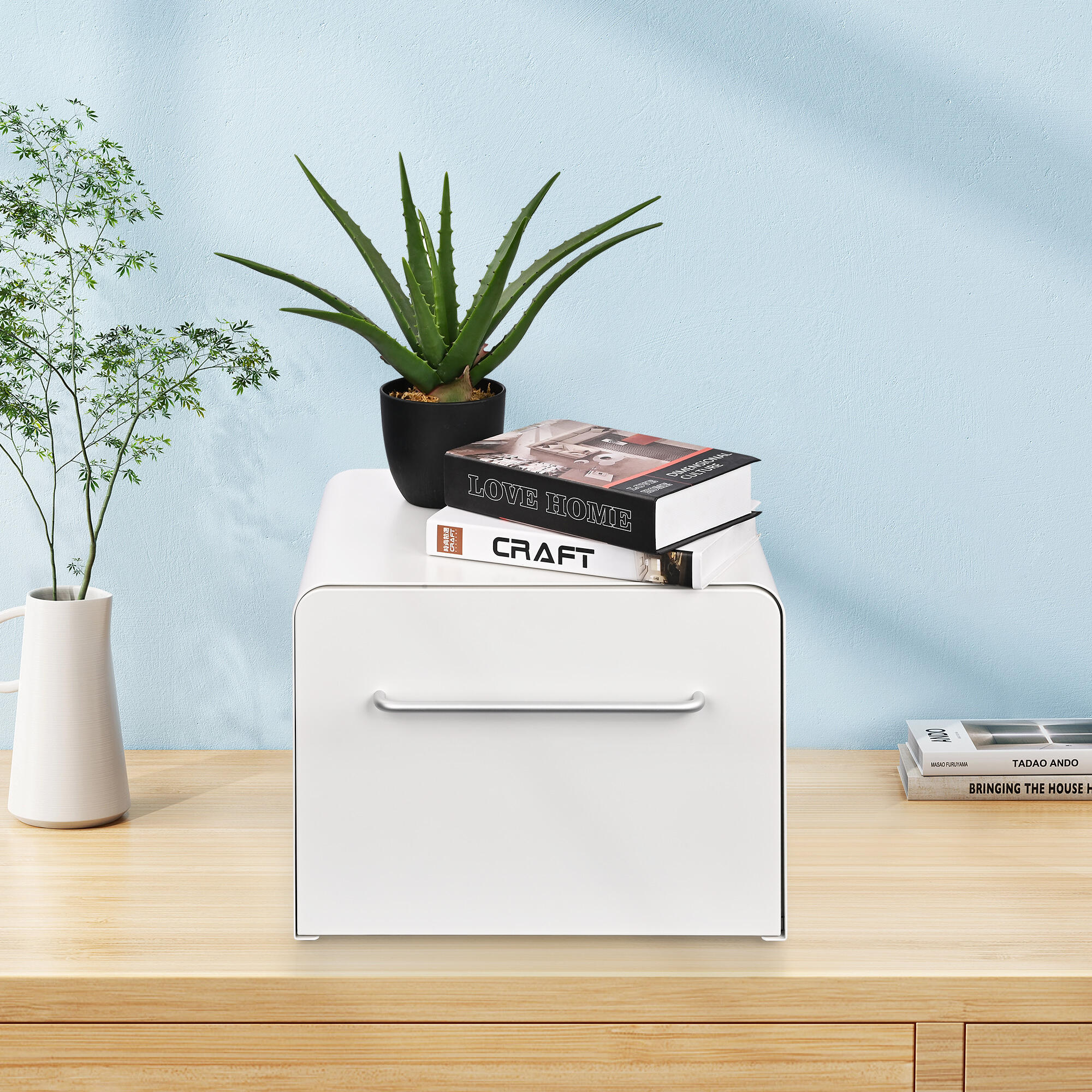 Portable Metal Letter Size File Cabinet with Silent Slide Rails for Office Use, White - Moustache®