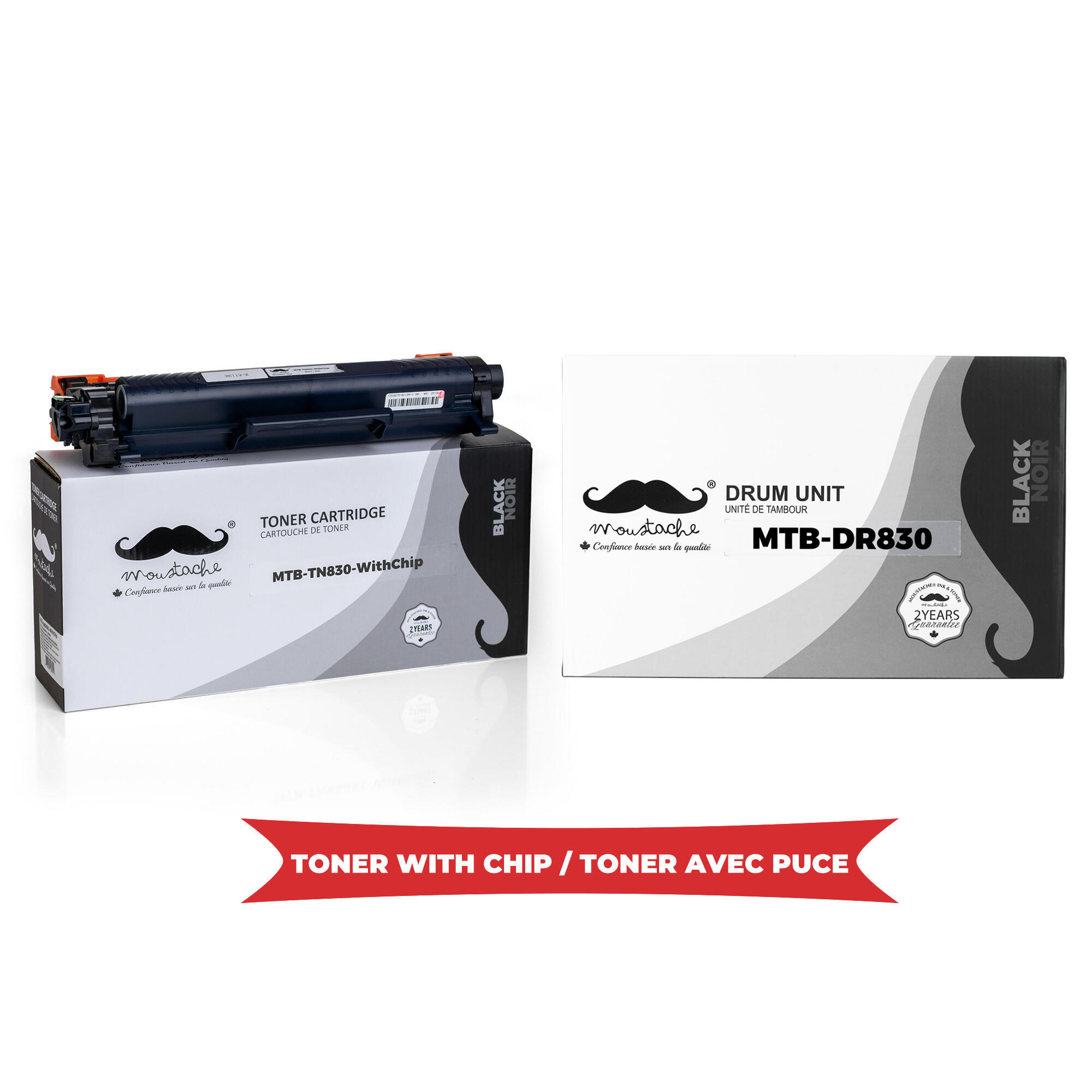 Brother TN830 DR830 Compatible Toner Cartridge and Drum Combo - With Chip - Moustache®