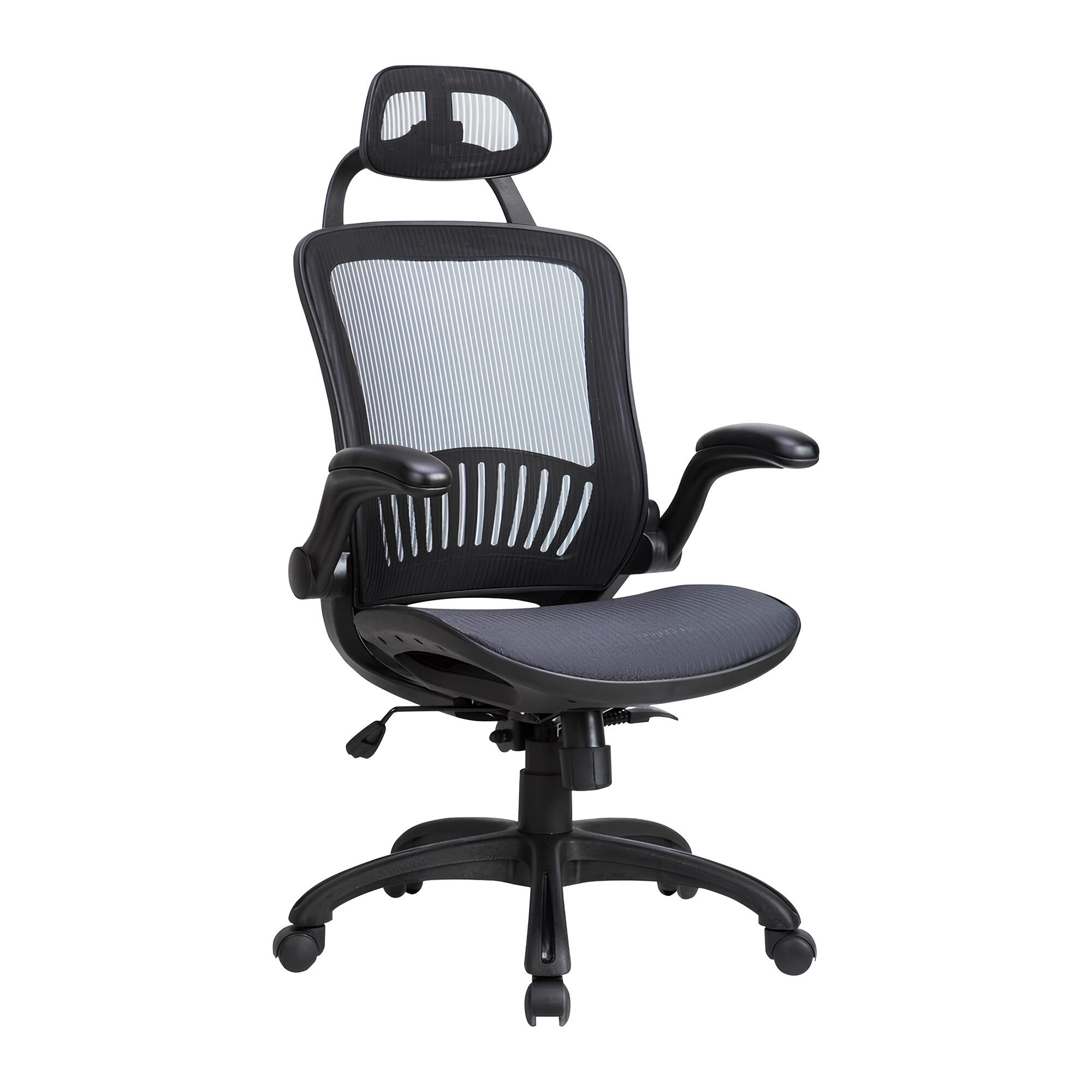 Mesh Ergonomic Office Chair with Adjustable Headrest and Padded Flip-Up Arms - Moustache®