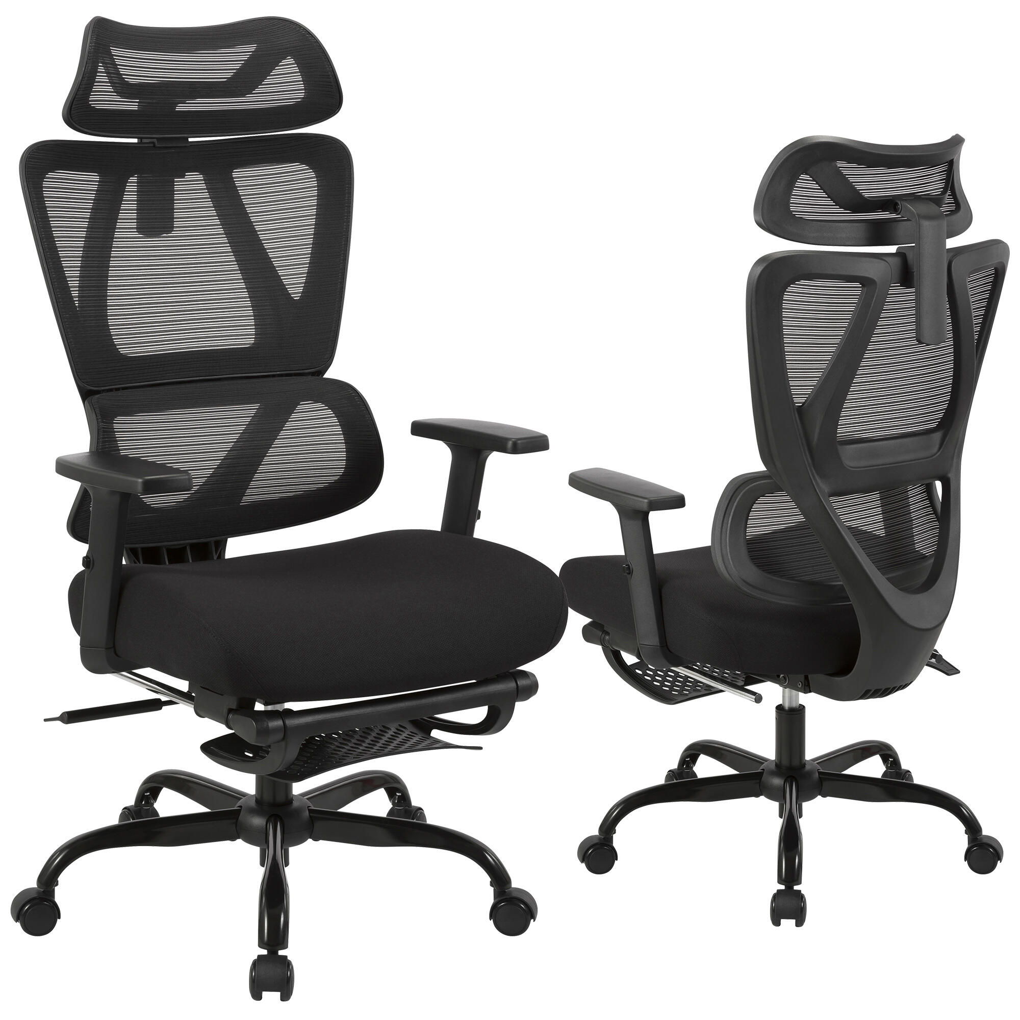 Ergonomic Mesh Office Chair with Footrest – High Back & Lumbar Support - Moustache®