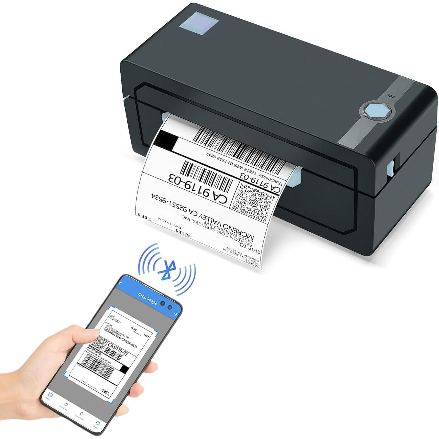 JADENS 268BT Bluetooth Thermal Shipping Label Printer with 50PCS Fanfold Labels
