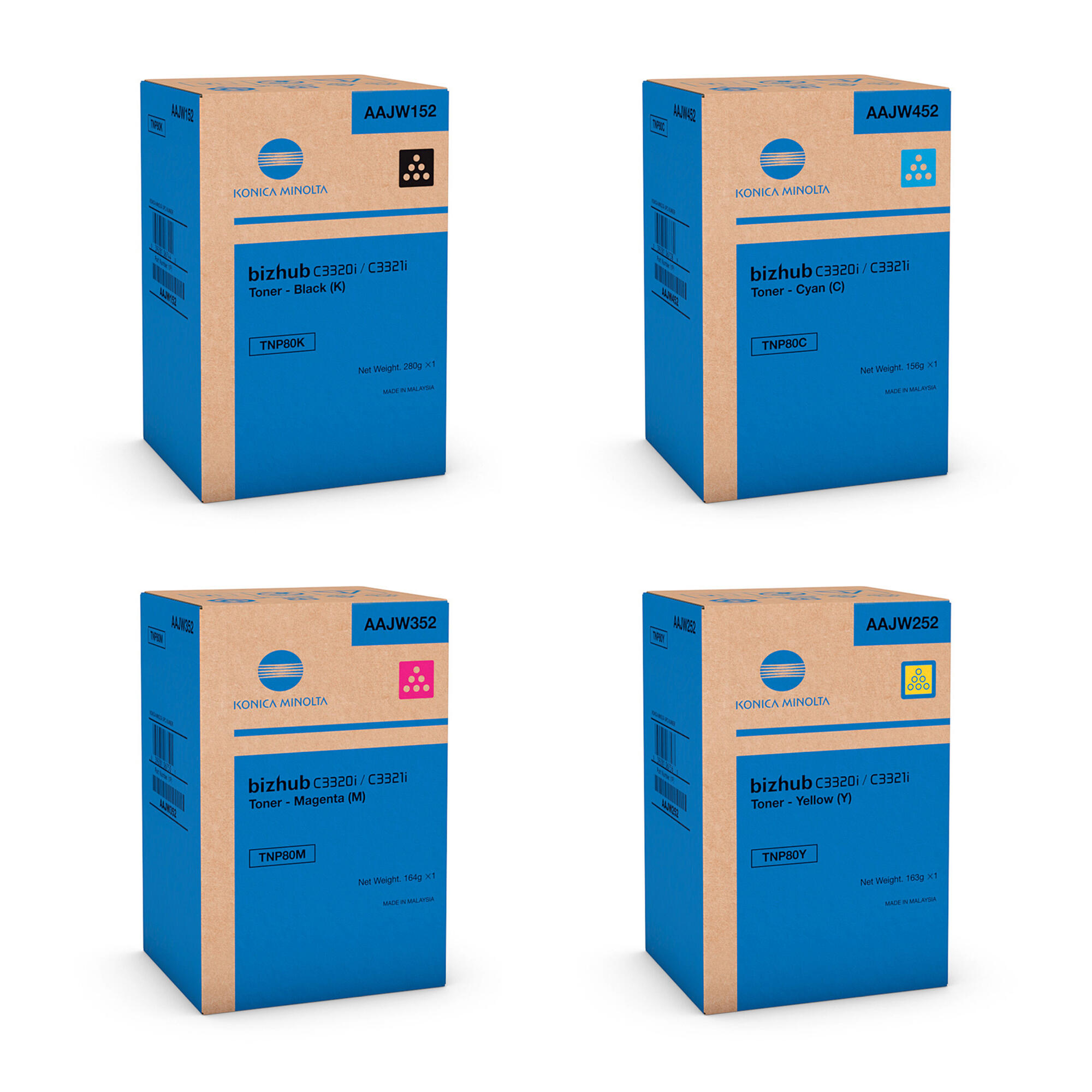 Konica Minolta TNP80K TNP80C TNP80M TNP80Y Original Toner Cartridge Combo BK/C/M/Y