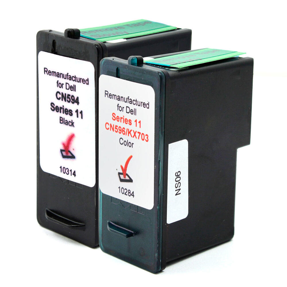 Dell Series 11 CN594 CN596 Remanufactured Black and Color Ink Cartridge Combo