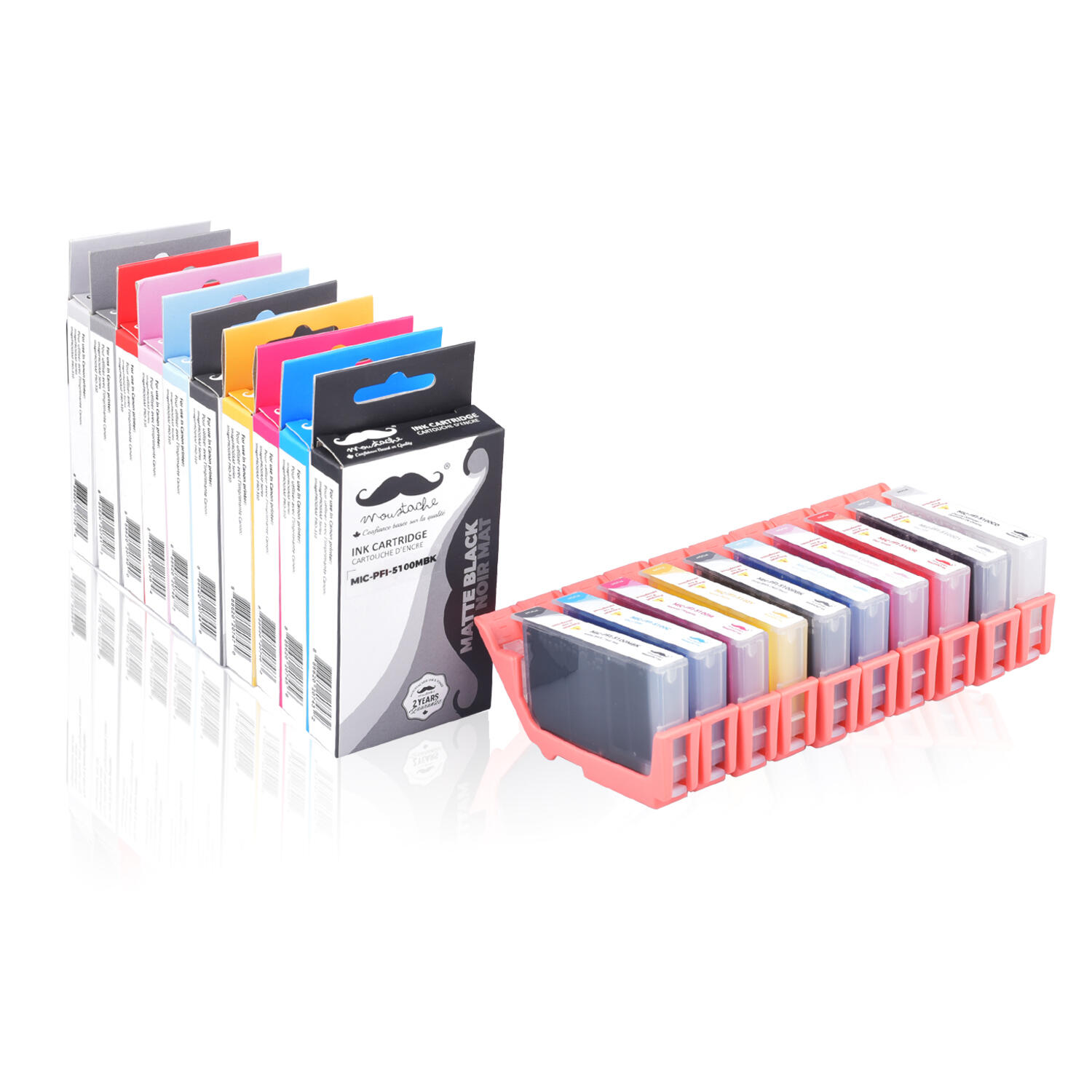 Canon PFI-5100 Compatible Ink Cartridge Combo MBK/PBK/C/M/Y/PC/PM/R/GY/CO - Moustache®