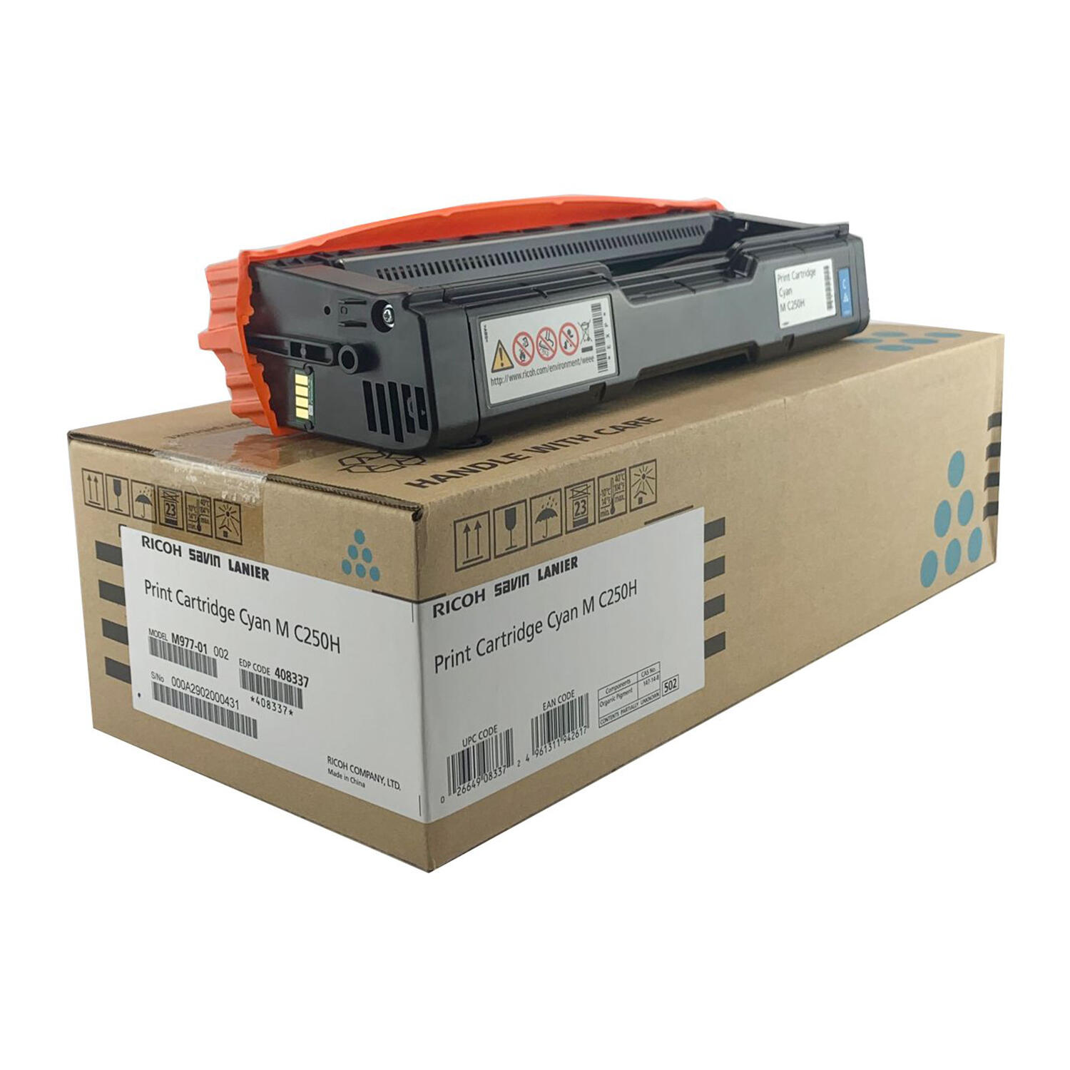 Ricoh 408337 M C250H Original Cyan Toner Cartridge High Yield