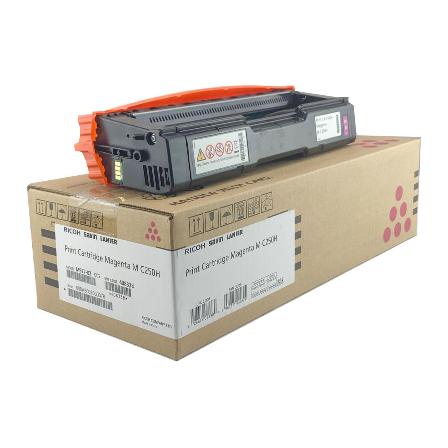 Ricoh 408338 M C250H Original Magenta Toner Cartridge High Yield