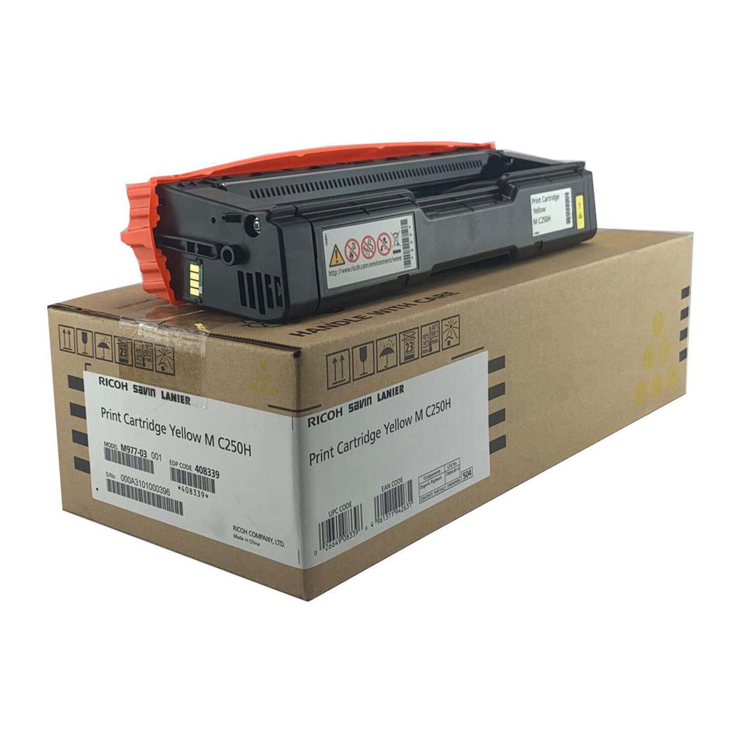 Ricoh 408339 M C250H Original Yellow Toner Cartridge High Yield