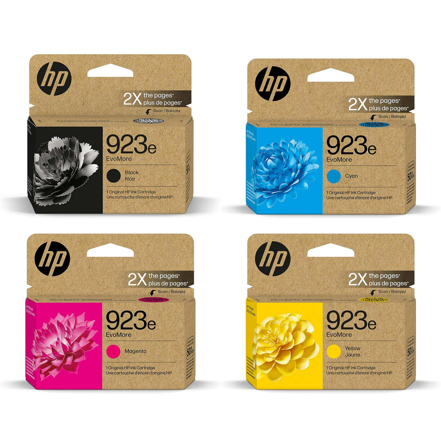 HP 923e 4K0T4LN 4K0T5LN 4K0T6LN 4K0T7LN Original EvoMore Ink Cartridge Combo High Yield BK/C/M/Y