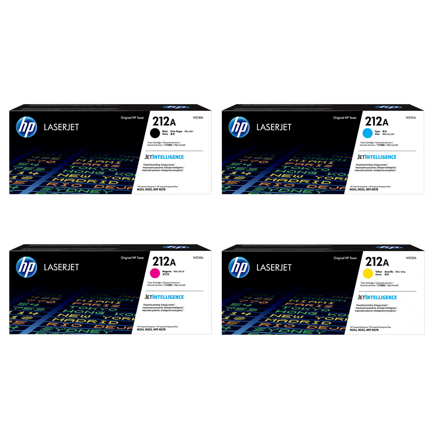 HP 212A W2120A W2121A W2122A W2123A Original Toner Cartridge Combo BK/C/M/Y