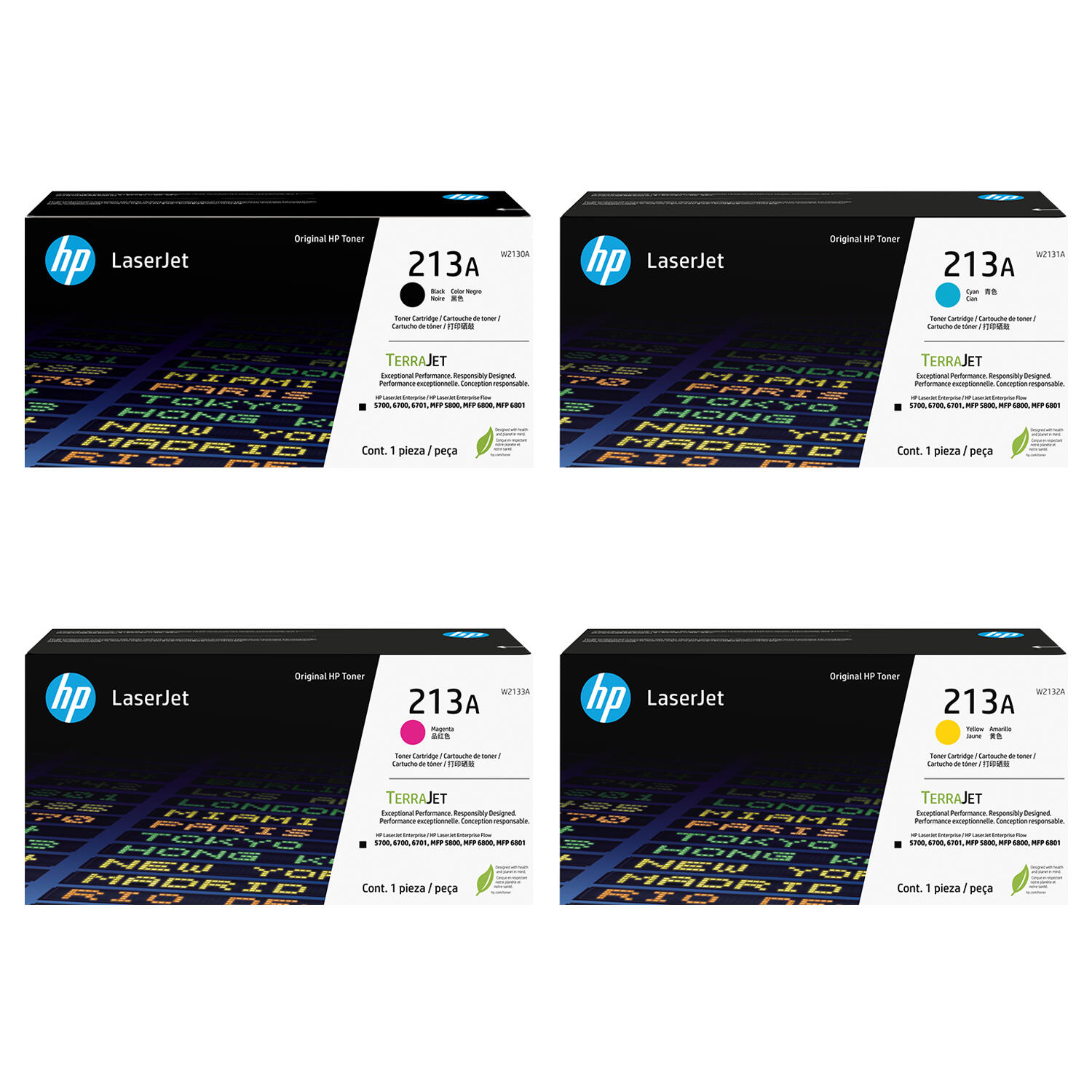 HP 213A W2130A W2131A W2132A W2133A Original Toner Cartridge Combo BK/C/M/Y