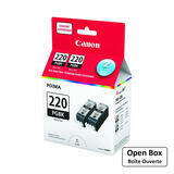 Canon PGI-220PGBK Original Pigment Black Ink Cartridge Twin Pack (2945B017) - Open Box