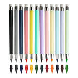 Inkless Pencil Plastic Erasable Signing Eternal Pencil Everlasting Pencil, 12 Colors - Moustache®