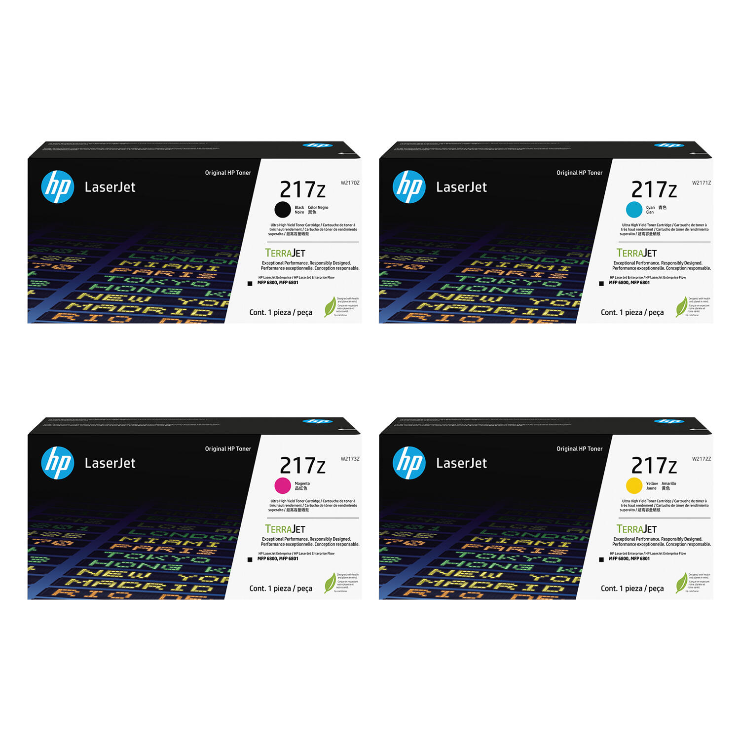 HP 217Z W2170Z W2171Z W2172Z W2173Z Original Toner Cartridge Combo Ultra High Yield BK/C/M/Y