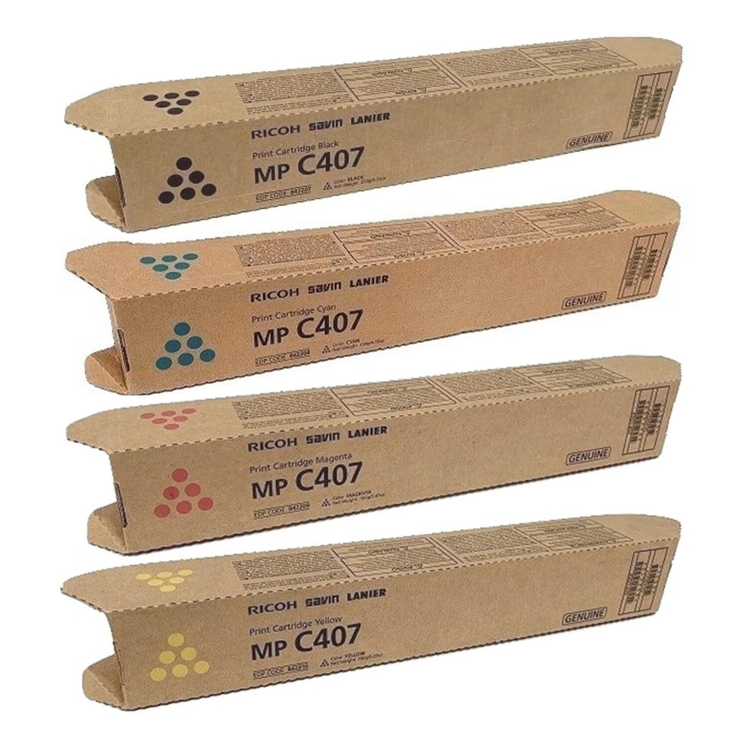 Ricoh 842207 842208 842209 842210 MP C407 Original Toner Cartridge Combo BK/C/M/Y