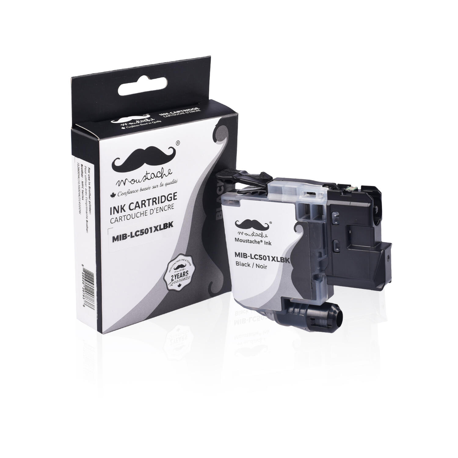 Brother LC501XLBK Compatible Black Ink Cartridge High Yield - Moustache®