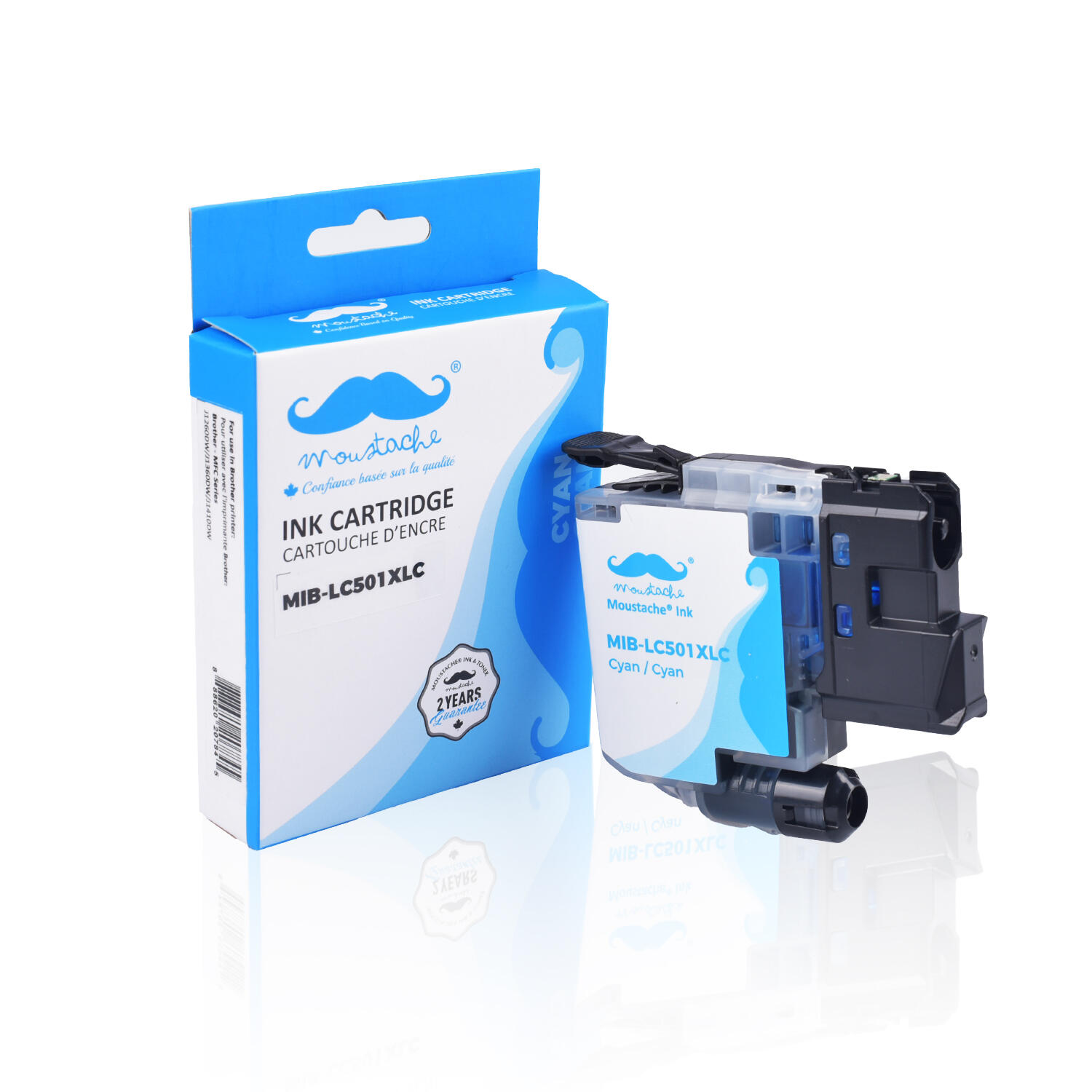 Brother LC501XLC Compatible Cyan Ink Cartridge High Yield - Moustache®