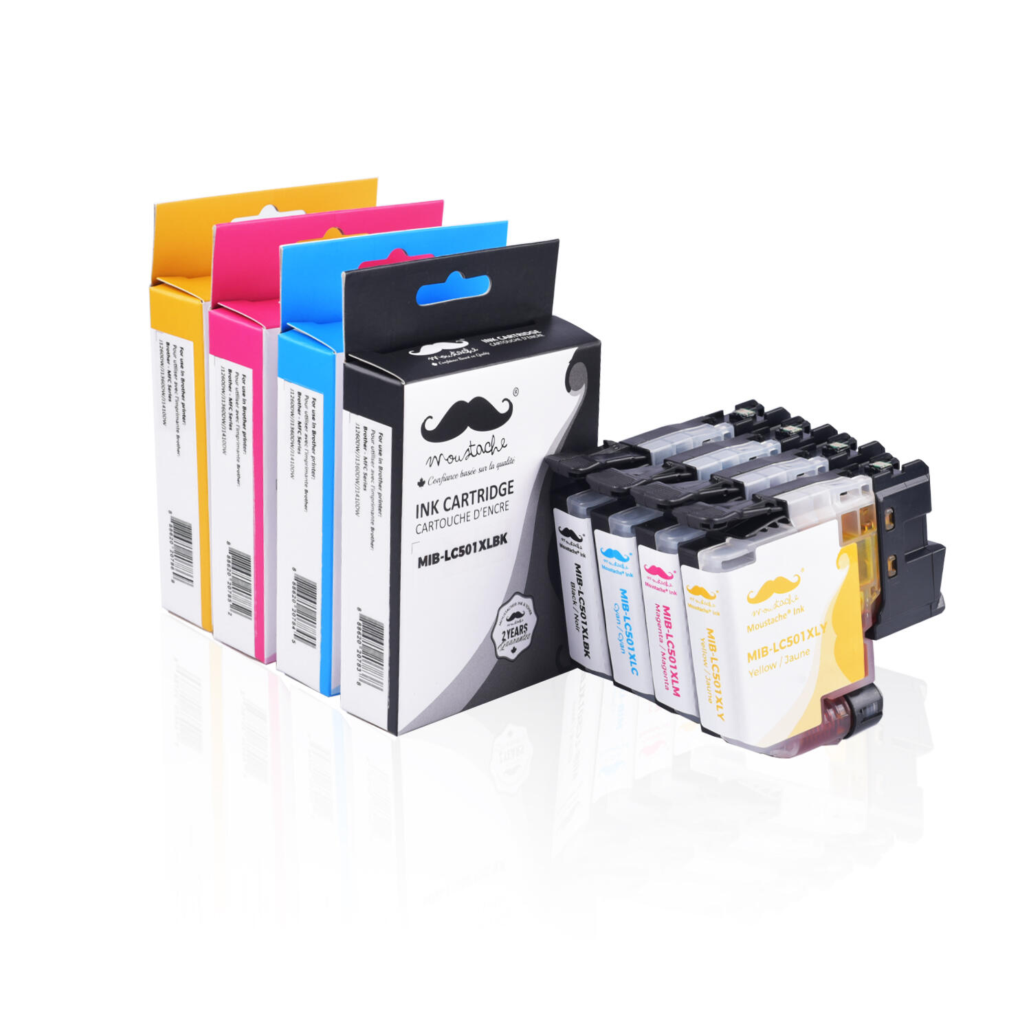 Brother LC501XL Compatible Ink Cartridge Combo High Yield BK/C/M/Y- Moustache®