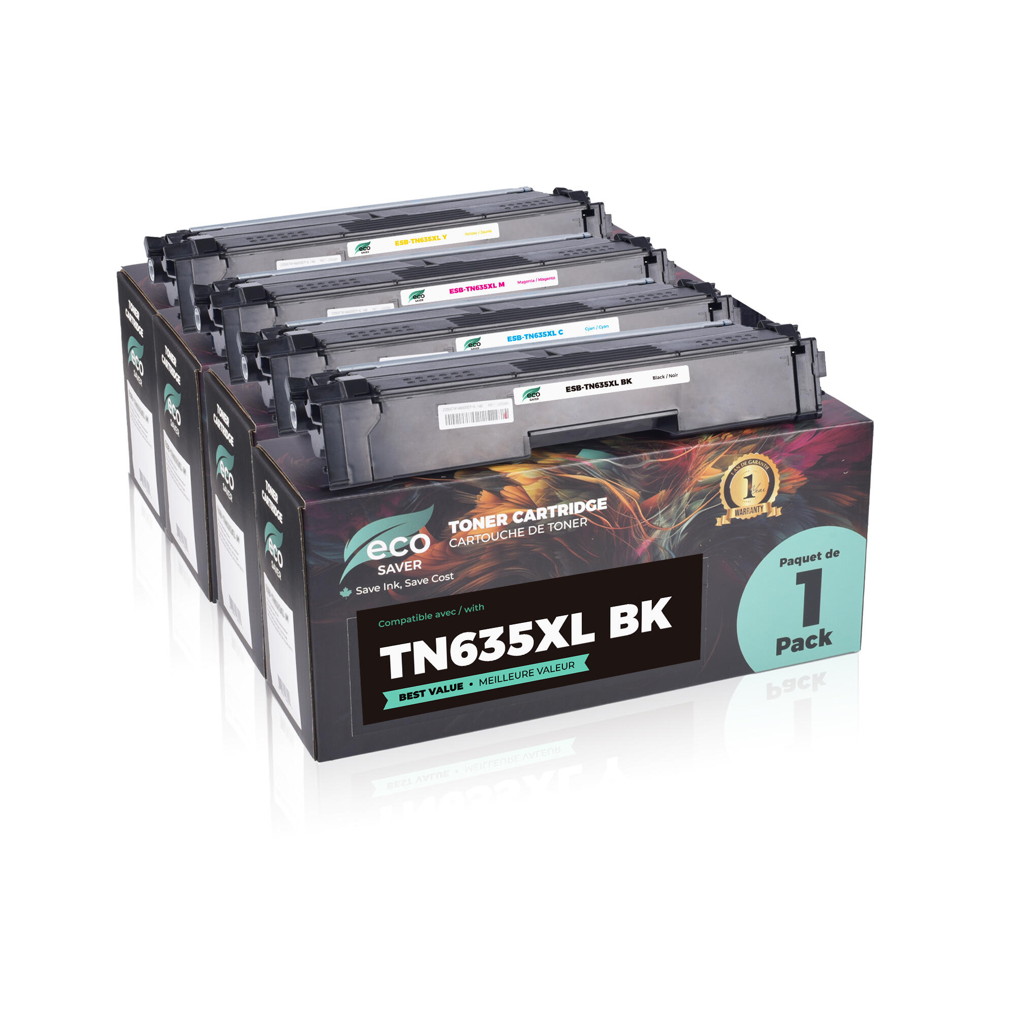 Brother TN635XL Compatible Toner Cartridge Combo BK/C/M/Y - Eco-saver