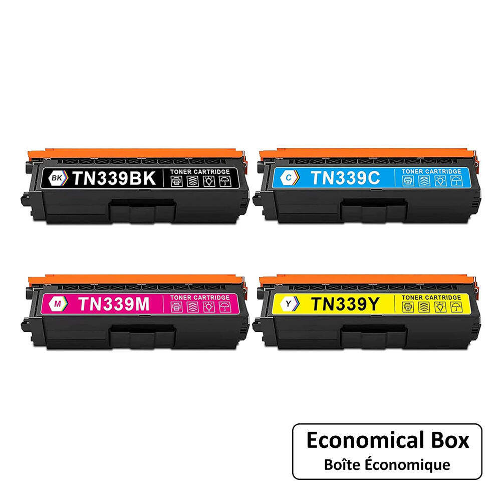 Brother TN339 Compatible Toner Cartridge Combo Extra High Yield BK/C/M/Y - Economical Box