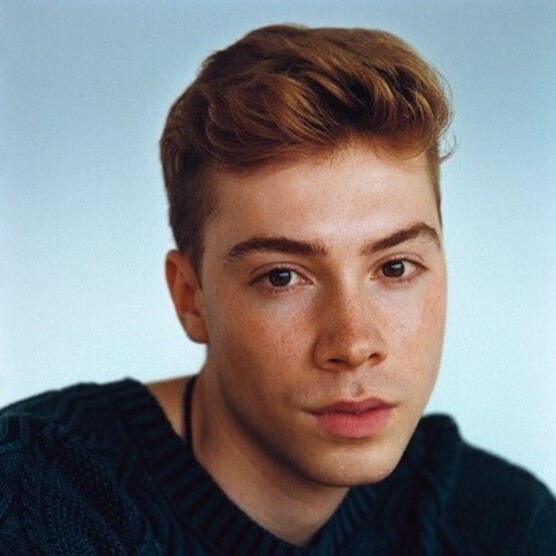 Portait en couleur d'un jeune garçon au teint clair et aux cheveux blonds. Il regarde la caméra. Il porte un chandail noir.