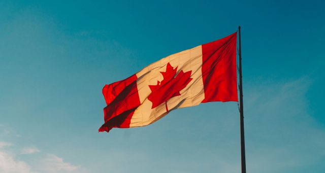 Canadian flag on pole