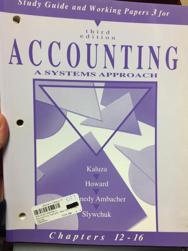 Accounting Systems Approach 3/Ewb C12-16